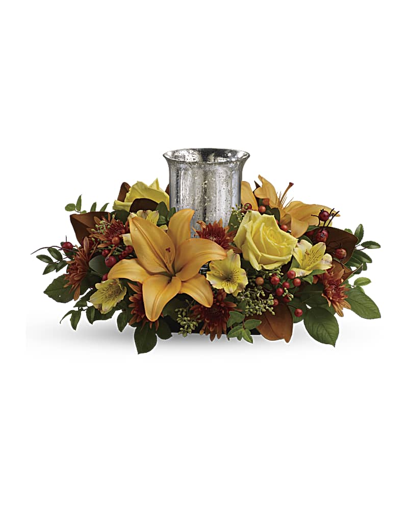 Glowing Gathering Centerpiece by Teleflora Flower Bouquet