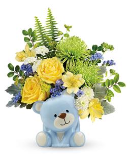 Teleflora's  Joyful  Blue  Bear  Bouquet