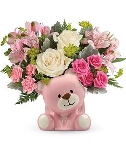 Teleflora's  Precious  Pink  Bear  Bouquet