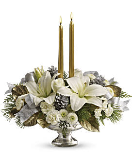 Teleflora's Silver And Gold Centerpiece Flower Bouquet