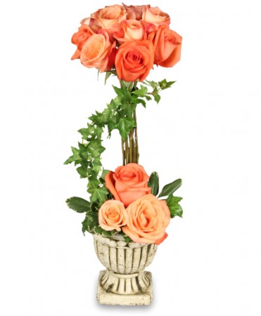 PEACH ROSE TOPIARY Flower Bouquet
