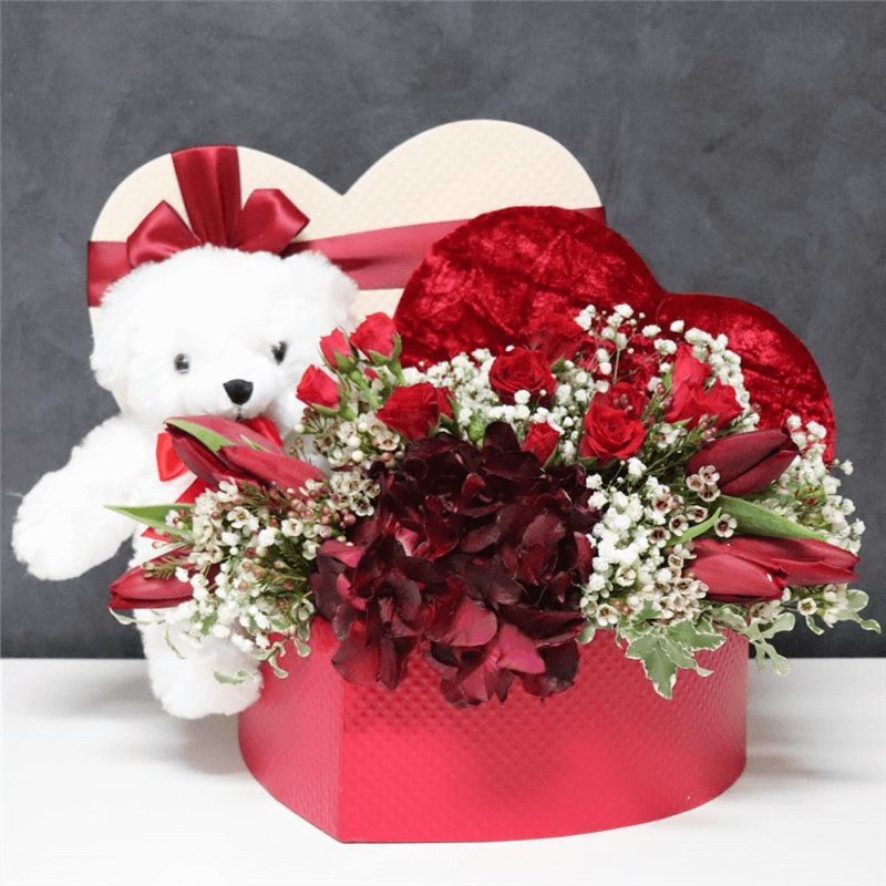 Day gift set with chocolate and teddy bear