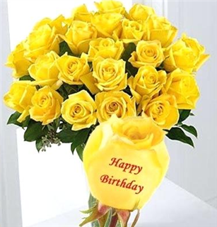Yellow Happy Birthday Roses