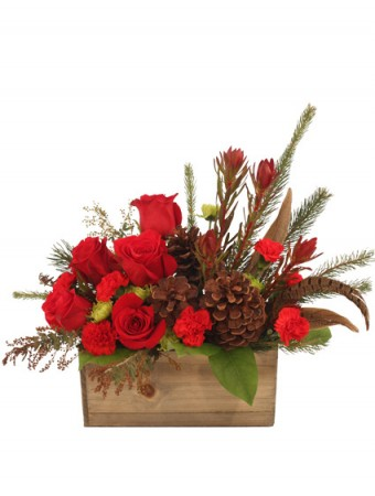 Country Christmas Box Flower Bouquet