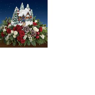 Thomas Kinkade Country Christmas Homecoming 2015 Retired  Flower Bouquet