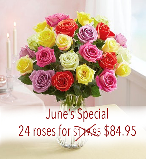 24 Assorted roses arranged *local delivery only