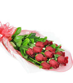 Perfectly Wrapped Red Roses Flower Bouquet