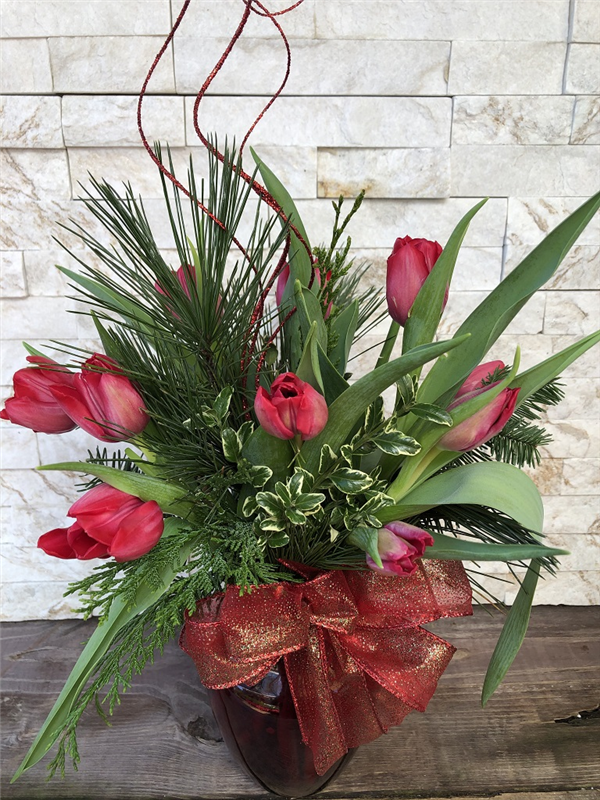 Red Holiday Tulips
