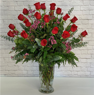 Two Dozen Red Roses in a Vase  Flower Bouquet