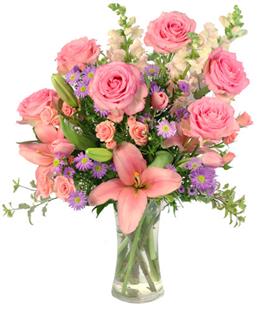 Rose's Blush Vase Arrangement Flower Bouquet